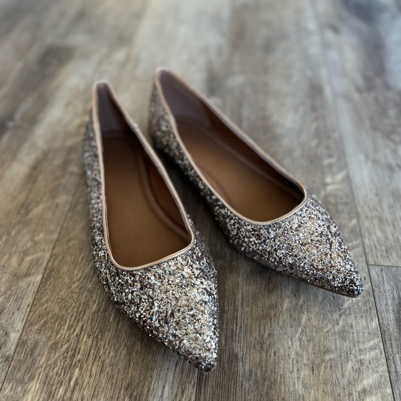 ASOS Rose Glitter Pointy Toe Flats - Holiday Festive New Year - Picture 1 of 8